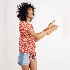 Madewell Crinkled Button-Back Tie Tee